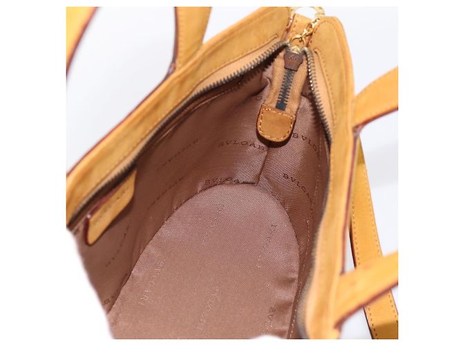 Bulgari Borsa a mano BVLGARI in suede 2 in 1 marrone tono oro Auth BA14955 - vista 20