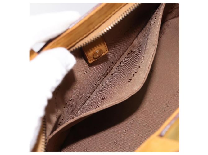 Bulgari Borsa a mano BVLGARI in suede 2 in 1 marrone tono oro Auth BA14955 - vista 24