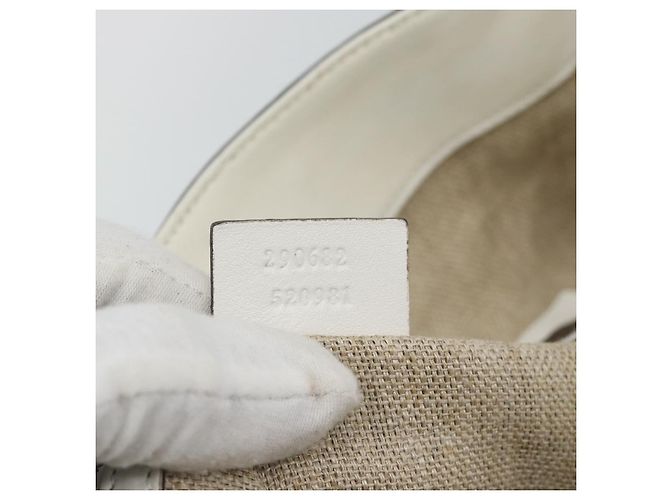 Borsa a tracolla con catena GUCCI in pelle Bianco Oro 290682 Auth 195007A D'oro - vista 12