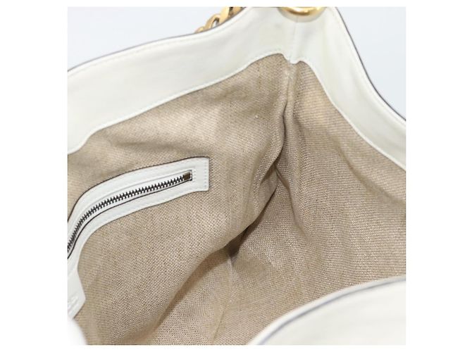 Borsa a tracolla con catena GUCCI in pelle Bianco Oro 290682 Auth 195007A D'oro - vista 18