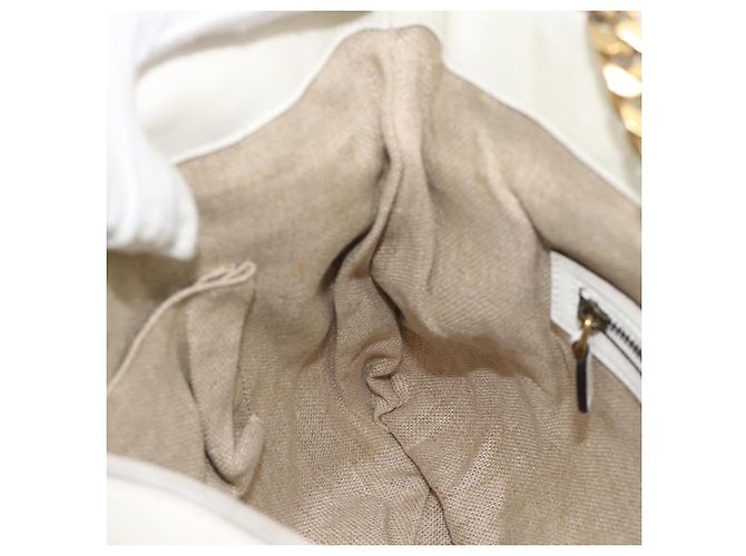 Borsa a tracolla con catena GUCCI in pelle Bianco Oro 290682 Auth 195007A D'oro - vista 19
