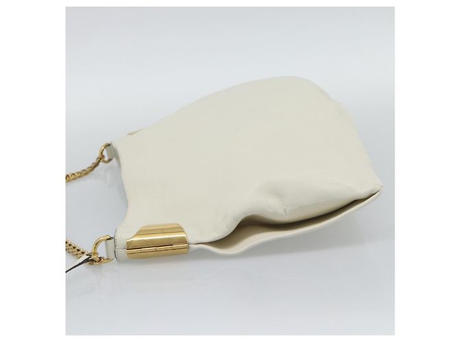 Borsa a tracolla con catena GUCCI in pelle Bianco Oro 290682 Auth 195007A D'oro - vista 3