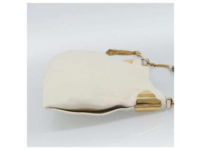Borsa a tracolla con catena GUCCI in pelle Bianco Oro 290682 Auth 195007A D'oro - vista 4