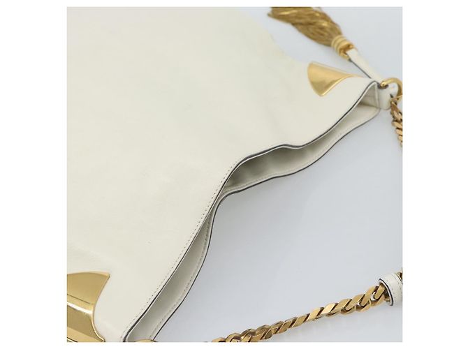 Borsa a tracolla con catena GUCCI in pelle Bianco Oro 290682 Auth 195007A D'oro - vista 6