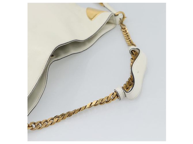 Borsa a tracolla con catena GUCCI in pelle Bianco Oro 290682 Auth 195007A D'oro - vista 7