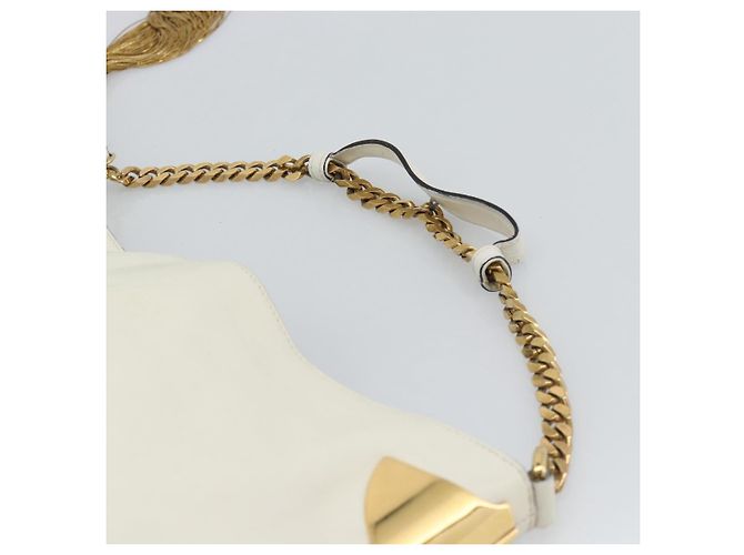 Borsa a tracolla con catena GUCCI in pelle Bianco Oro 290682 Auth 195007A D'oro - vista 8