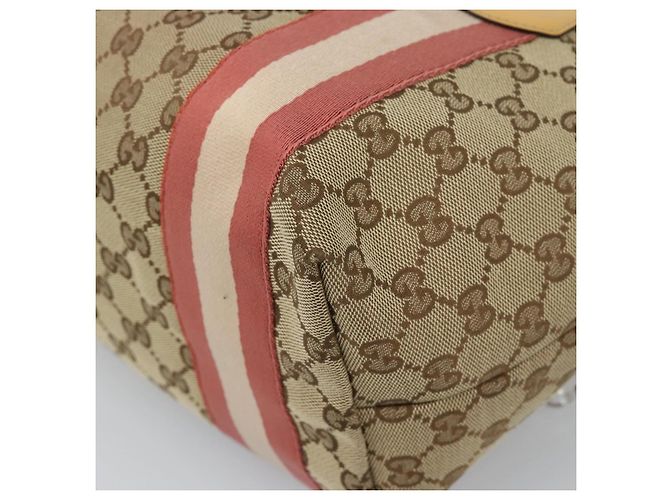 Borsa Tote GUCCI GG Canvas Sherry Line Beige Gold 211971 Auth 196002 D'oro - vista 15