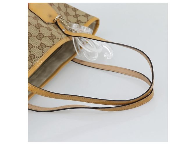 Borsa Tote GUCCI GG Canvas Sherry Line Beige Gold 211971 Auth 196002 D'oro - vista 7