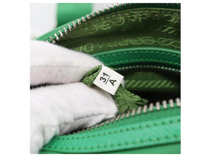 Borsa a Mano PRADA Nylon 2way Green Silver Auth 196830SAM Argento Verde - vista 11