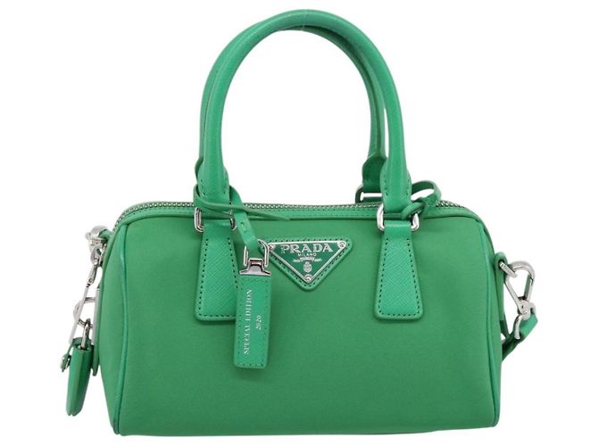 Borsa a Mano PRADA Nylon 2way Green Silver Auth 196830SAM Argento Verde - vista 13