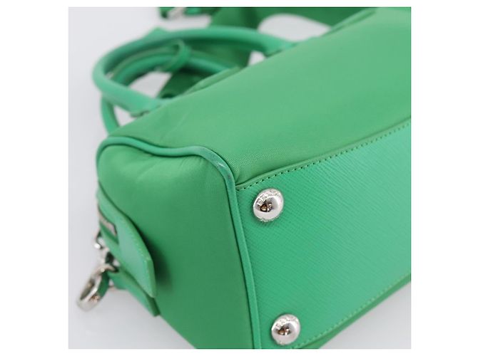 Borsa a Mano PRADA Nylon 2way Green Silver Auth 196830SAM Argento Verde - vista 18
