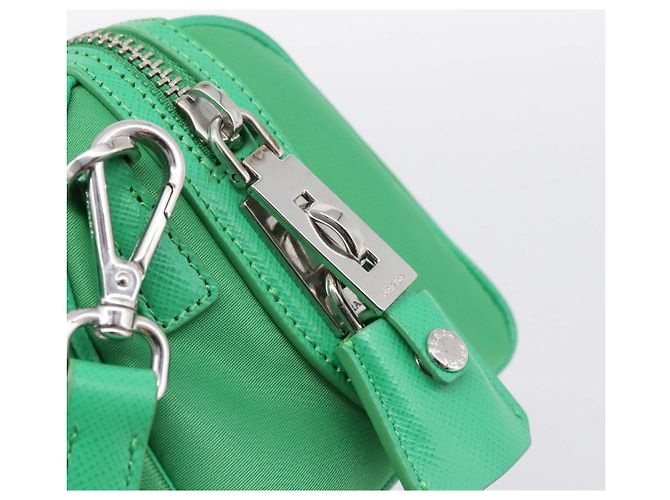 Borsa a Mano PRADA Nylon 2way Green Silver Auth 196830SAM Argento Verde - vista 19