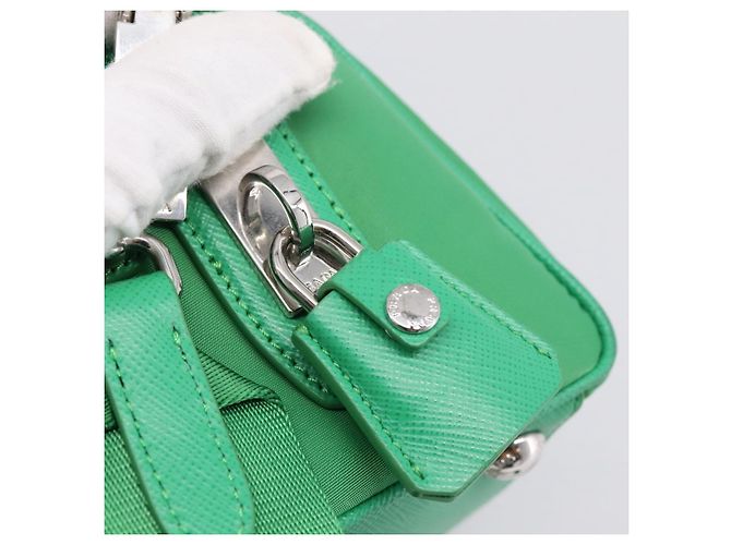 Borsa a Mano PRADA Nylon 2way Green Silver Auth 196830SAM Argento Verde - vista 20