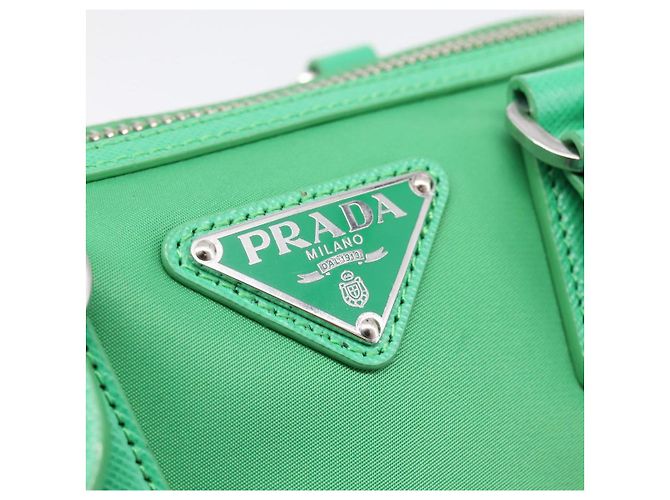 Borsa a Mano PRADA Nylon 2way Green Silver Auth 196830SAM Argento Verde - vista 24