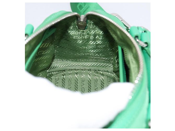 Borsa a Mano PRADA Nylon 2way Green Silver Auth 196830SAM Argento Verde - vista 26