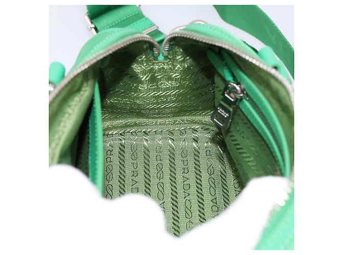 Borsa a Mano PRADA Nylon 2way Green Silver Auth 196830SAM Argento Verde - vista 27