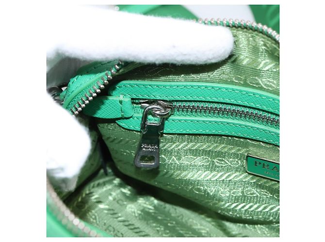 Borsa a Mano PRADA Nylon 2way Green Silver Auth 196830SAM Argento Verde - vista 28