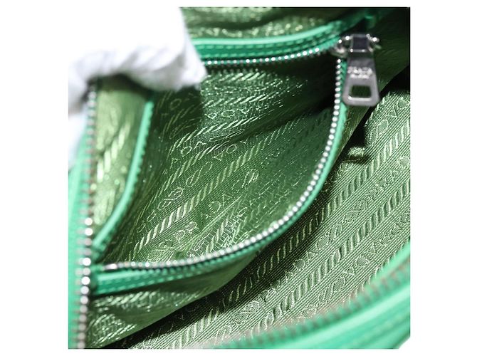 Borsa a Mano PRADA Nylon 2way Green Silver Auth 196830SAM Argento Verde - vista 29