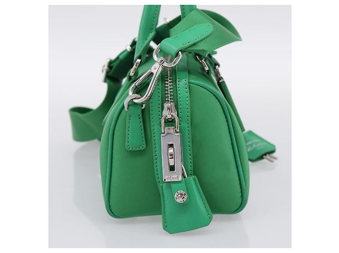 Borsa a Mano PRADA Nylon 2way Green Silver Auth 196830SAM Argento Verde - vista 3