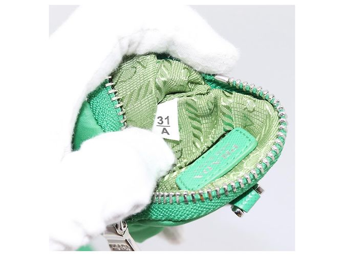 Borsa a Mano PRADA Nylon 2way Green Silver Auth 196830SAM Argento Verde - vista 35