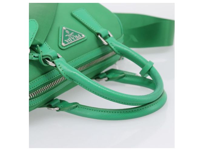 Borsa a Mano PRADA Nylon 2way Green Silver Auth 196830SAM Argento Verde - vista 7