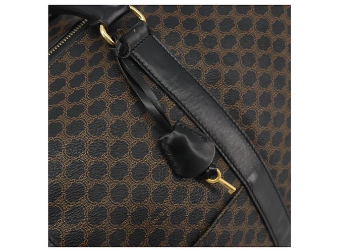 Céline Borsa Boston in tela Macadam CELINE in pelle PVC nera e oro Auth bs36619A Nero D'oro - vista 10