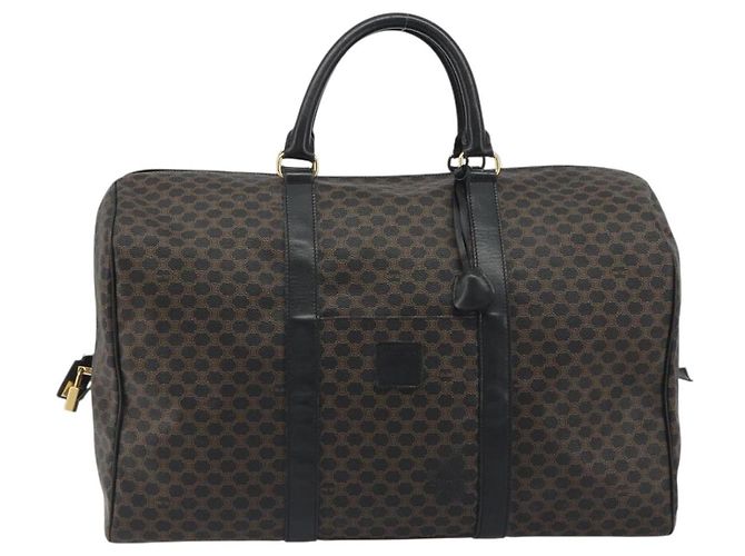 Céline Borsa Boston in tela Macadam CELINE in pelle PVC nera e oro Auth bs36619A Nero D'oro - vista 13