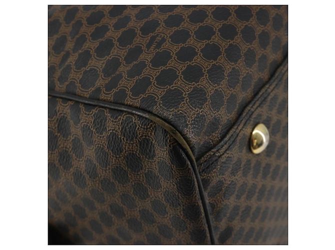 Céline Borsa Boston in tela Macadam CELINE in pelle PVC nera e oro Auth bs36619A Nero D'oro - vista 14