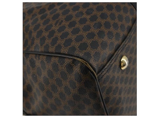 Céline Borsa Boston in tela Macadam CELINE in pelle PVC nera e oro Auth bs36619A Nero D'oro - vista 16