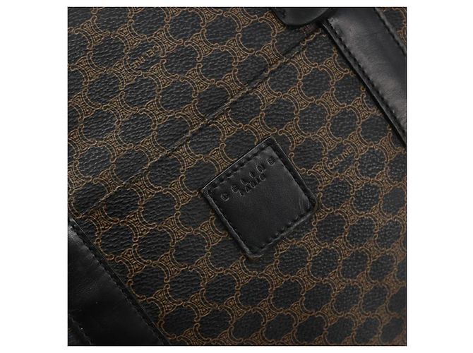 Céline Borsa Boston in tela Macadam CELINE in pelle PVC nera e oro Auth bs36619A Nero D'oro - vista 17