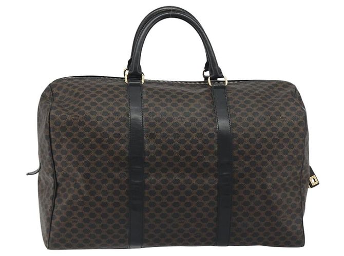 Céline Borsa Boston in tela Macadam CELINE in pelle PVC nera e oro Auth bs36619A Nero D'oro - vista 2