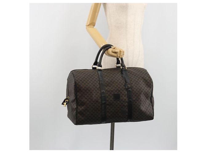 Céline Borsa Boston in tela Macadam CELINE in pelle PVC nera e oro Auth bs36619A Nero D'oro - vista 25