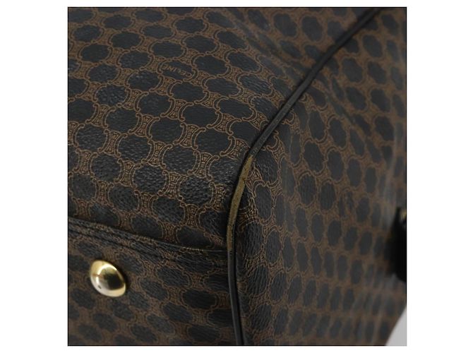 Céline Borsa Boston in tela Macadam CELINE in pelle PVC nera e oro Auth bs36619A Nero D'oro - vista 9