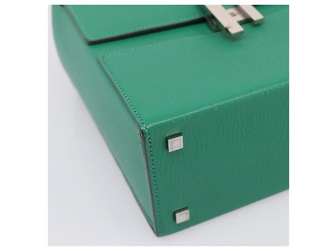 Hermès Borsa a mano HERMES Synetique Chevre in pelle verde argento Auth ka5671SAM - vista 17