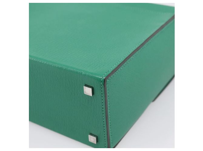 Hermès Borsa a mano HERMES Synetique Chevre in pelle verde argento Auth ka5671SAM - vista 18