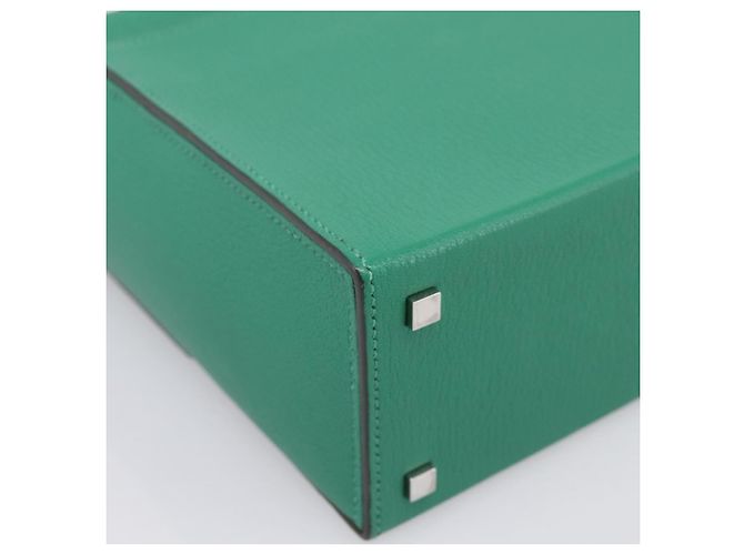 Hermès Borsa a mano HERMES Synetique Chevre in pelle verde argento Auth ka5671SAM - vista 19