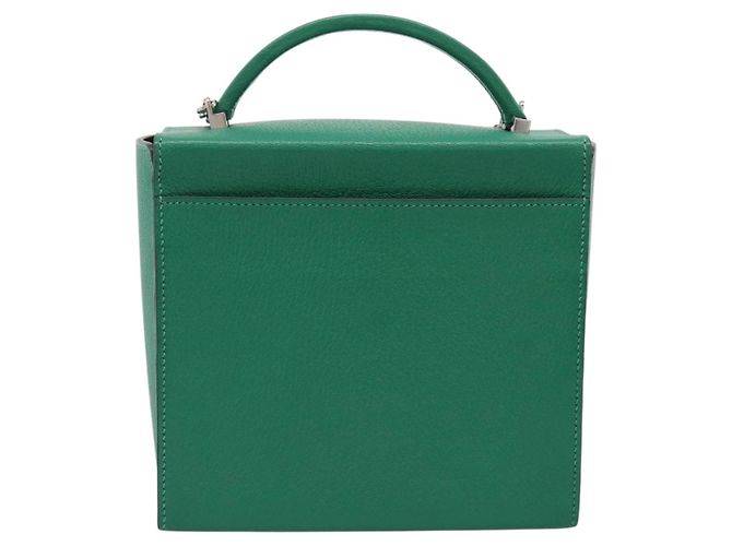 Hermès Borsa a mano HERMES Synetique Chevre in pelle verde argento Auth ka5671SAM - vista 2