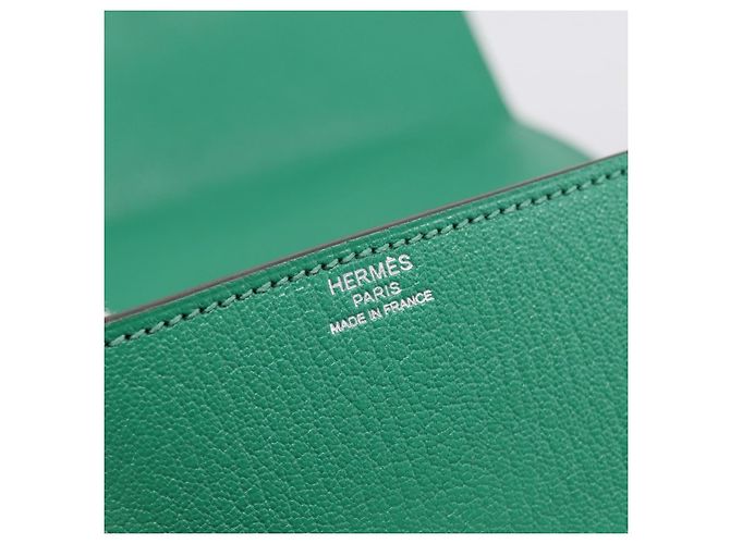 Hermès Borsa a mano HERMES Synetique Chevre in pelle verde argento Auth ka5671SAM - vista 21