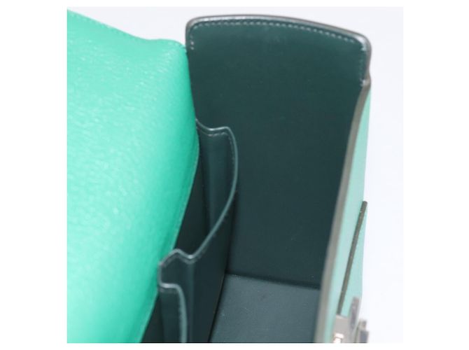 Hermès Borsa a mano HERMES Synetique Chevre in pelle verde argento Auth ka5671SAM - vista 22