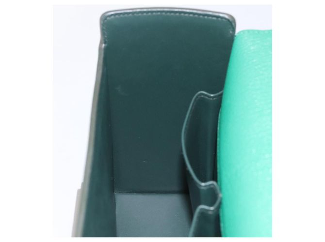 Hermès Borsa a mano HERMES Synetique Chevre in pelle verde argento Auth ka5671SAM - vista 23