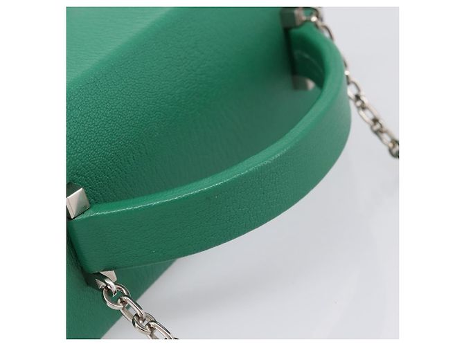 Hermès Borsa a mano HERMES Synetique Chevre in pelle verde argento Auth ka5671SAM - vista 7