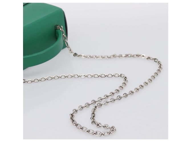 Hermès Borsa a mano HERMES Synetique Chevre in pelle verde argento Auth ka5671SAM - vista 8
