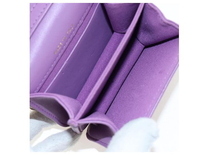 CHANEL Matelasse Chain Shoulder Pouch Lamb Skin Purple Gold CC Auth 195109M Dourado Roxo - vista 10