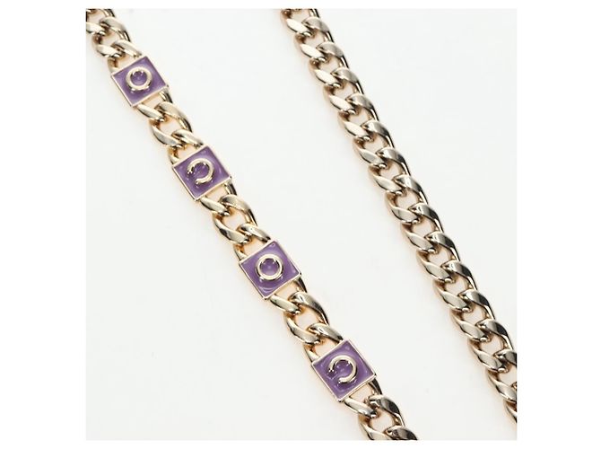 CHANEL Matelasse Chain Shoulder Pouch Lamb Skin Purple Gold CC Auth 195109M Dourado Roxo - vista 15