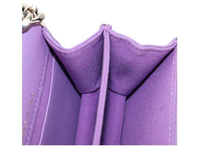 CHANEL Matelasse Chain Shoulder Pouch Lamb Skin Purple Gold CC Auth 195109M Dourado Roxo - vista 25