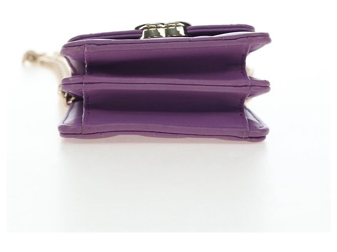 CHANEL Matelasse Chain Shoulder Pouch Lamb Skin Purple Gold CC Auth 195109M Dourado Roxo - vista 5