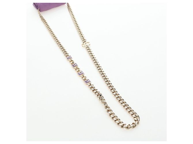 CHANEL Matelasse Chain Shoulder Pouch Lamb Skin Purple Gold CC Auth 195109M Dourado Roxo - vista 7
