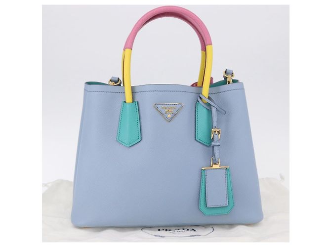 PRADA Handtasche Saffiano 2-Wege Hellblau Goldton Auth 195344M - Ansicht 12