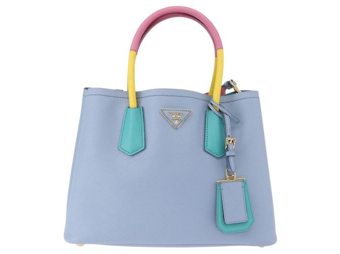 PRADA Handtasche Saffiano 2-Wege Hellblau Goldton Auth 195344M - Ansicht 13