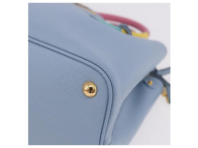 PRADA Handtasche Saffiano 2-Wege Hellblau Goldton Auth 195344M - Ansicht 17